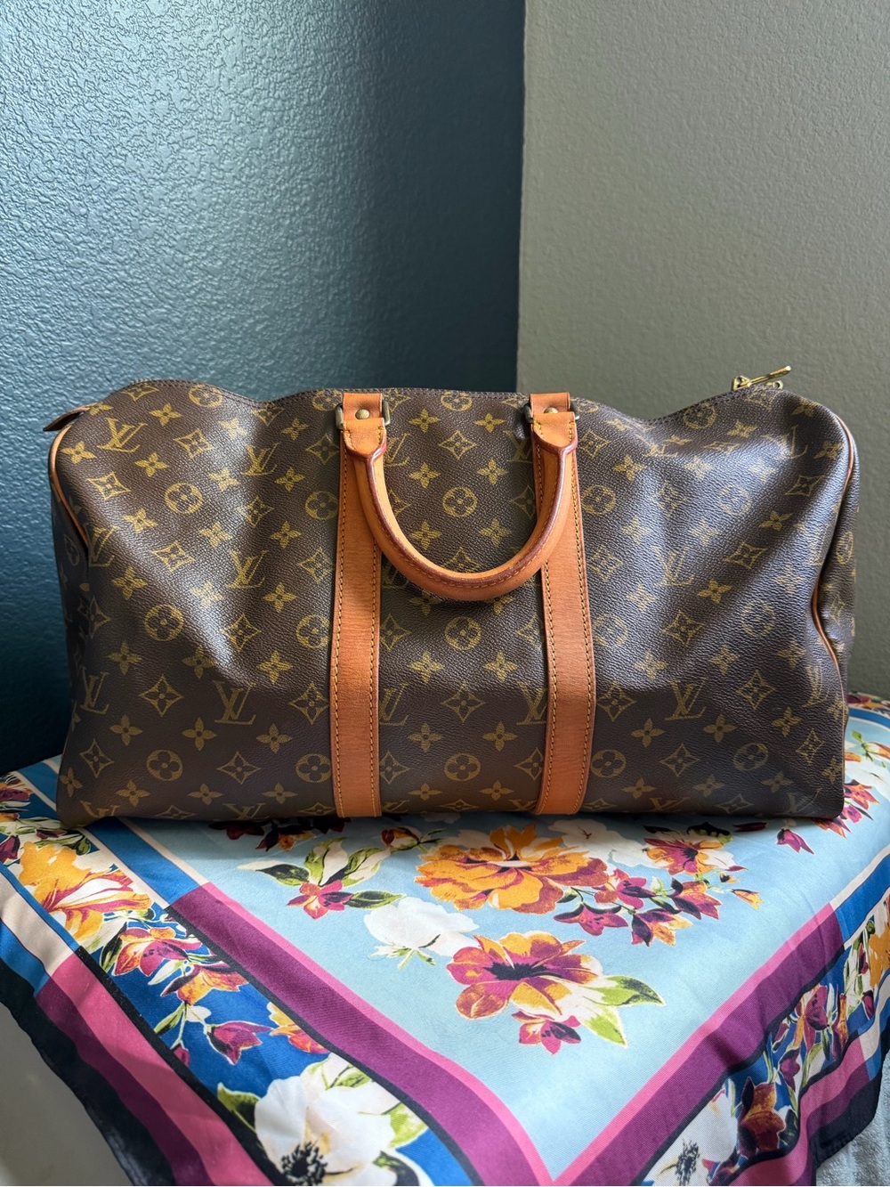 Louis Vuitton Monogram Canvas Keepall-Style 45 Travel Bag in Brown